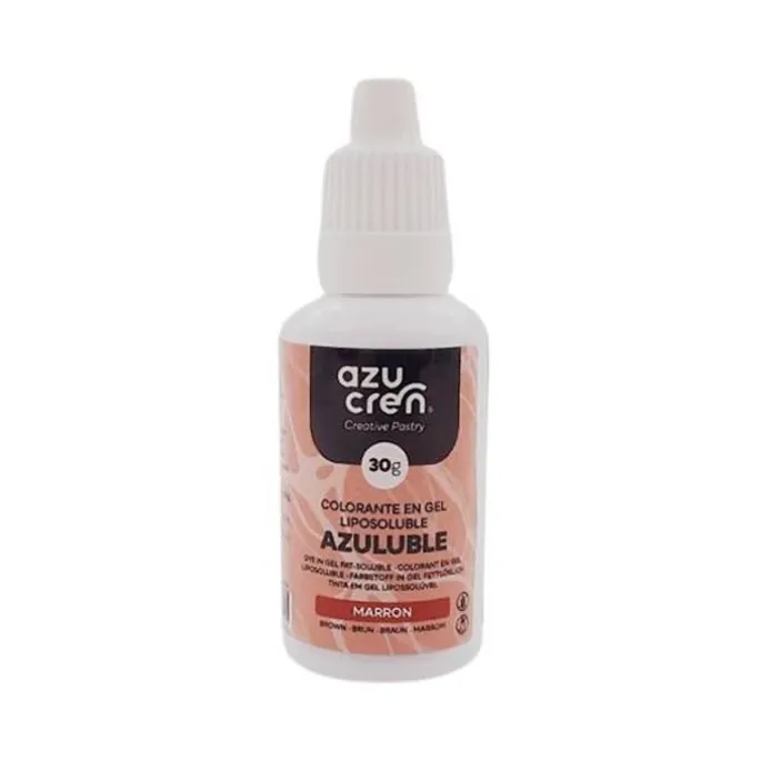 Colorante liposoluble gel marrón Azuluble 30 g - Sin gluten - Azucren