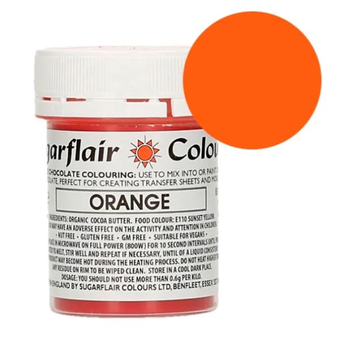 Colorante liposoluble para chocolate naranja 35 g - Sin gluten - Sugarflair
