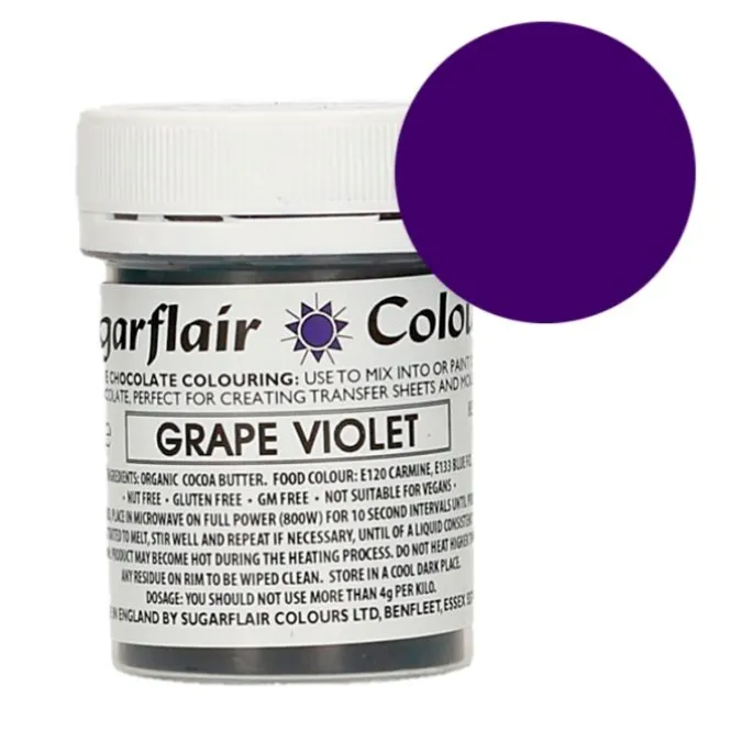 Colorante liposoluble para chocolate violeta uva 35 g - Sin gluten - Sugarflair
