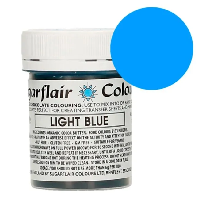 Colorante liposoluble para chocolate azul claro 35 g - Sin gluten - Sugarflair