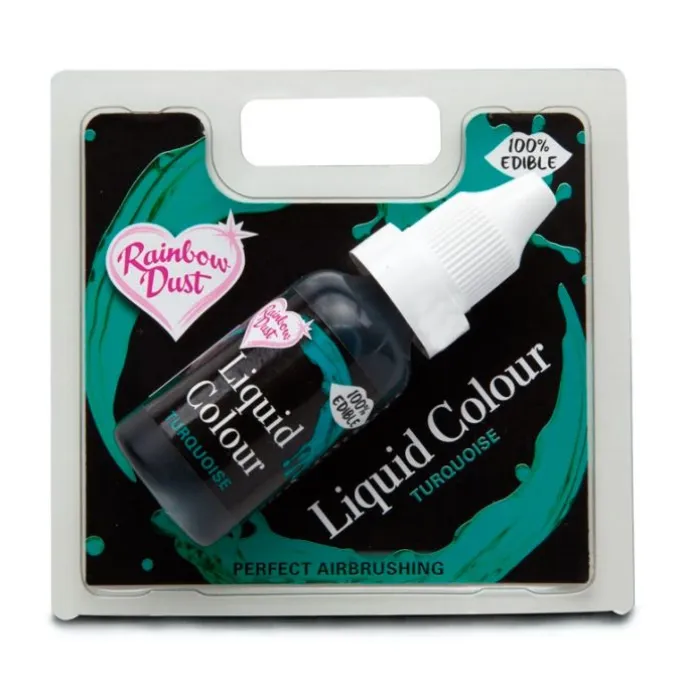 Colorante líquido y para aerógrafo Liquid Colour turquesa 19 gr - Sin gluten - Rainbow Dust