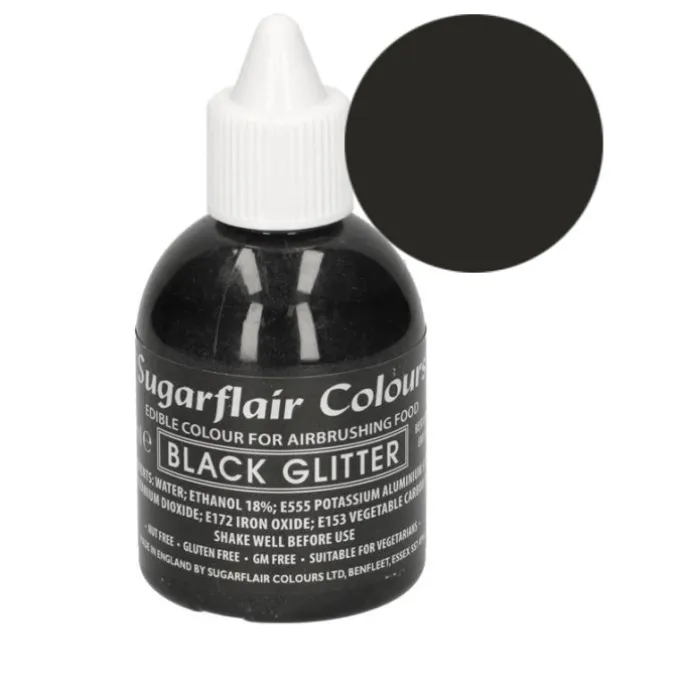 Colorante para aerógrafo negro metalizado 60 ml - Sin gluten - Sugarflair
