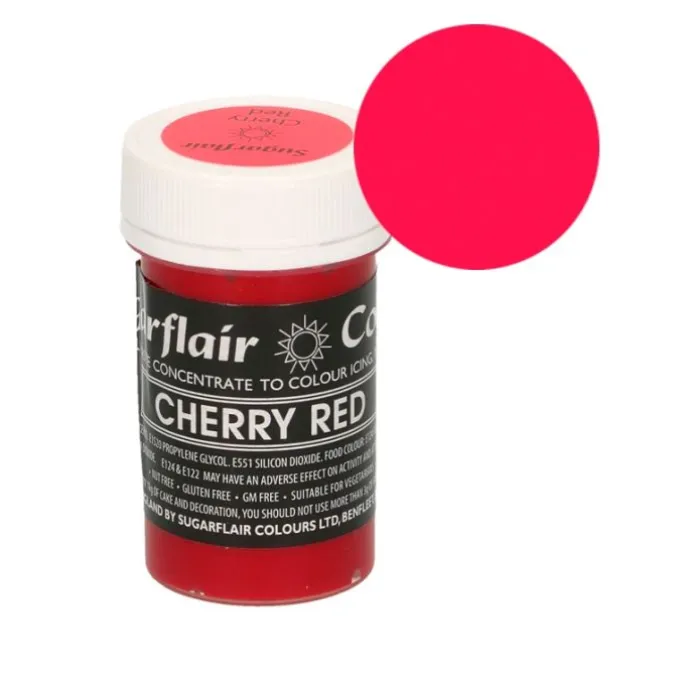 Colorante rojo cereza pastel 25 g - Sin gluten - Sugarflair