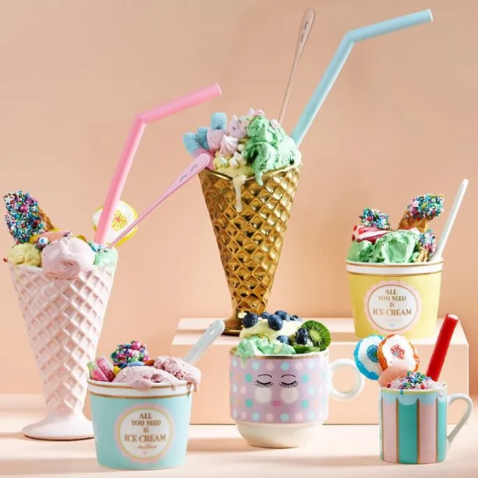 Cono de cerámica rosa para helado - Miss Étoile