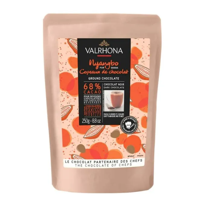 Copos de chocolate negro 68% Nyangbo 250 g - Valrhona
