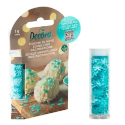 Copos de nieve azules comestibles 1 g - Sin gluten - Decora