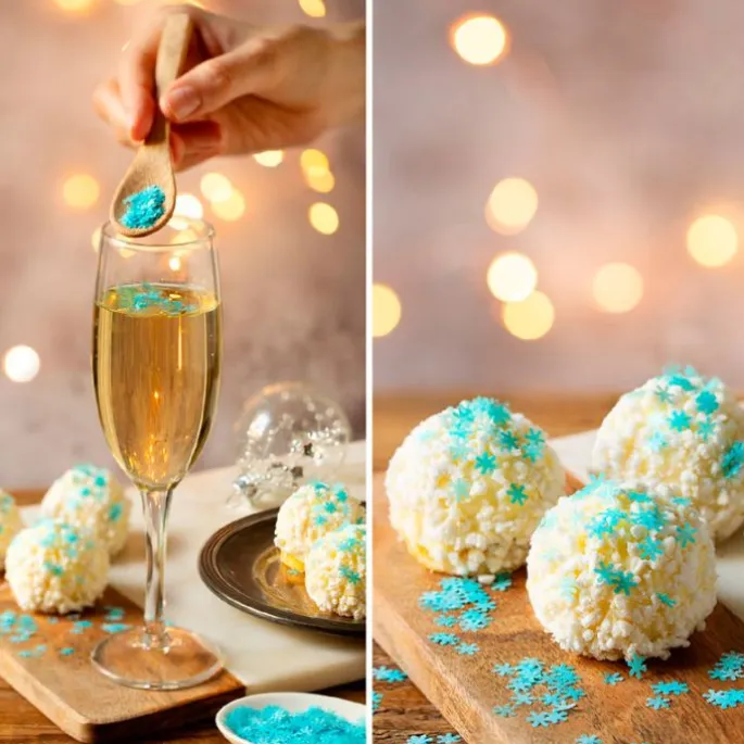 Copos de nieve azules comestibles 1 g - Sin gluten - Decora