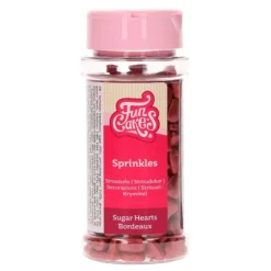 Corazones de azúcar burdeos metalizados 80 g - Funcakes