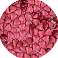 Corazones de azúcar burdeos metalizados 80 g - Funcakes