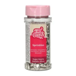 Corazones de azúcar plateados metalizados 80 g - Funcakes