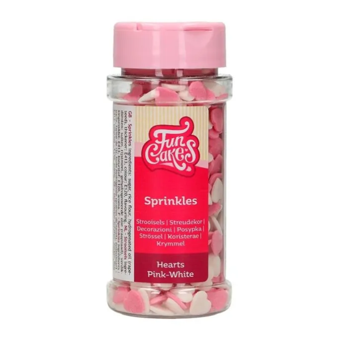 Corazones rosas y blancos 60 g - Funcakes