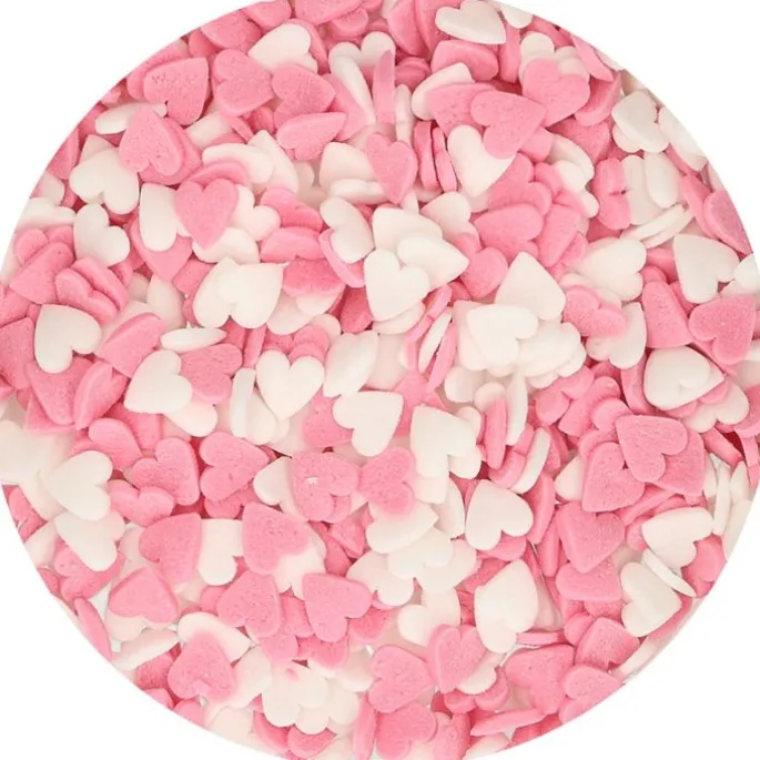 Corazones rosas y blancos 60 g - Funcakes