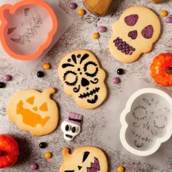 Cortadores calabaza y calavera y stencils monstruos Halloween - Decora