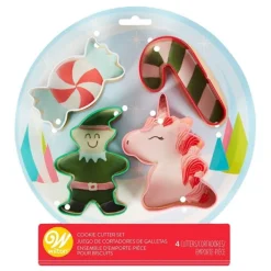 Cortadores caramelo, bastón, duende y unicornio Navidad (4) - Wilton