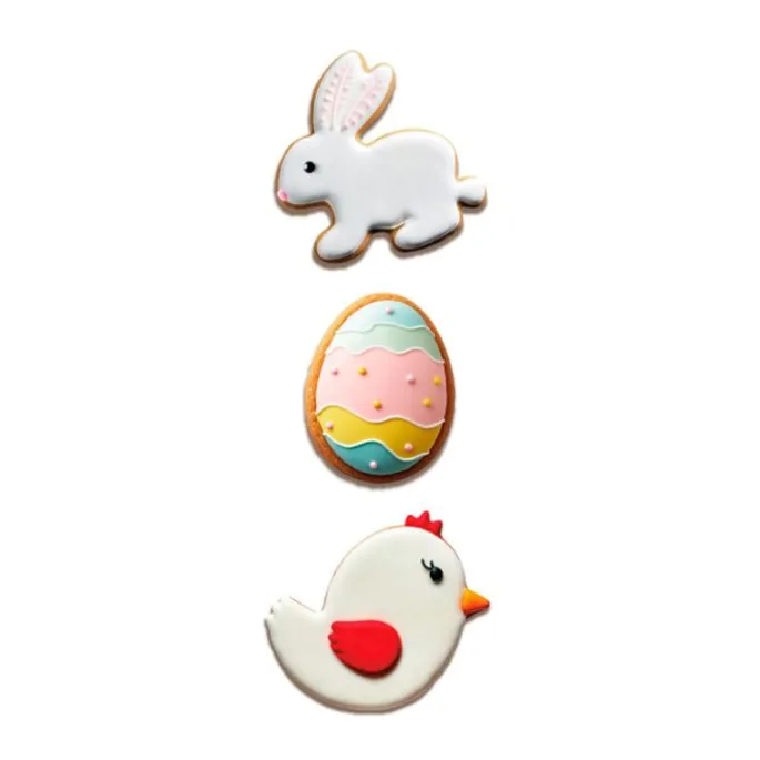 Cortadores conejo, huevo y gallina Pascua - Wilton