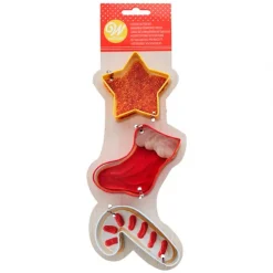 Cortadores estrella, calcetín y bastón de caramelo Navidad (3) - Wilton