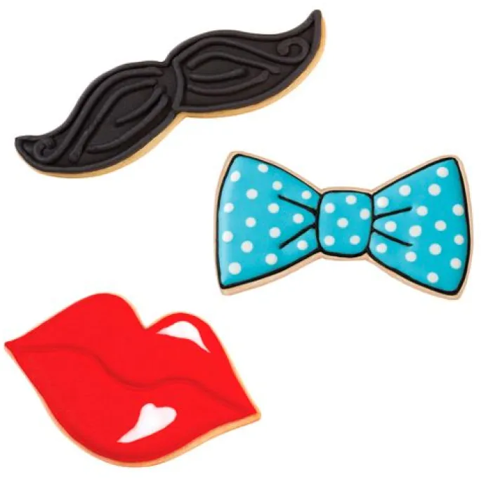 Cortadores pajarita, bigote y labios (3) - Wilton