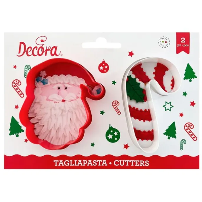 Cortadores Papá Noel y bastón de caramelo de Navidad (2) - Decora