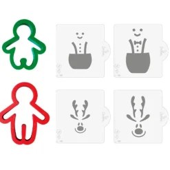 Cortadores y stencils muñecos de jengibre y renos Navidad - Decora