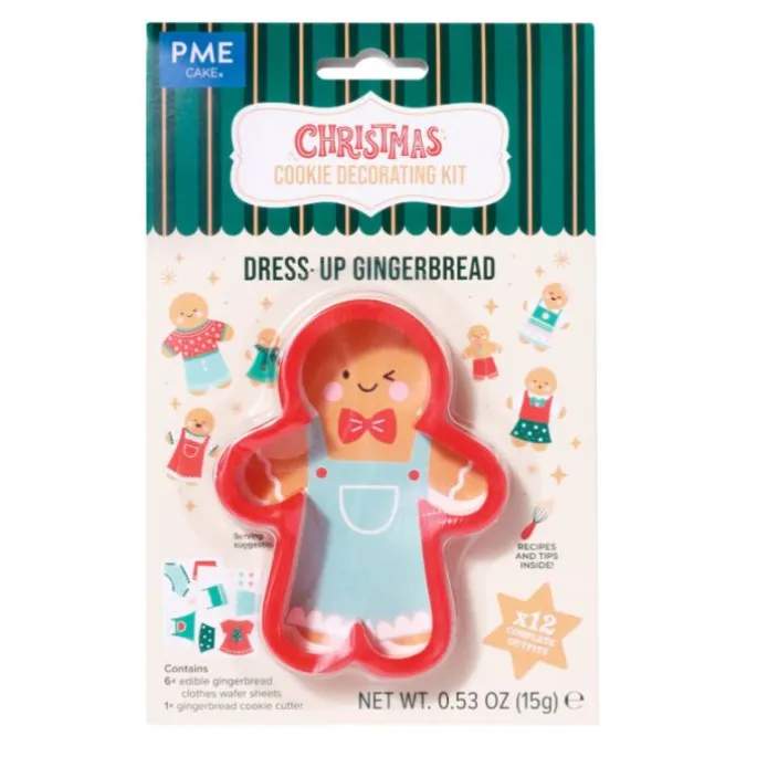 Cortador muñeco de jengibre Navidad y 12 obleas con ropa - PME