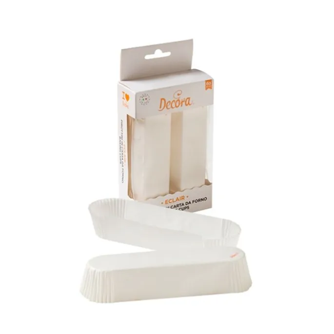 Cápsulas alargadas blancas para eclairs (36) - Decora