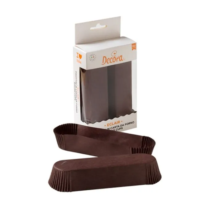Cápsulas alargadas marrones para eclairs (36) - Decora