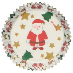 Cápsulas blancas Papá Noel, renos y estrellas Navidad (48) - Funcakes