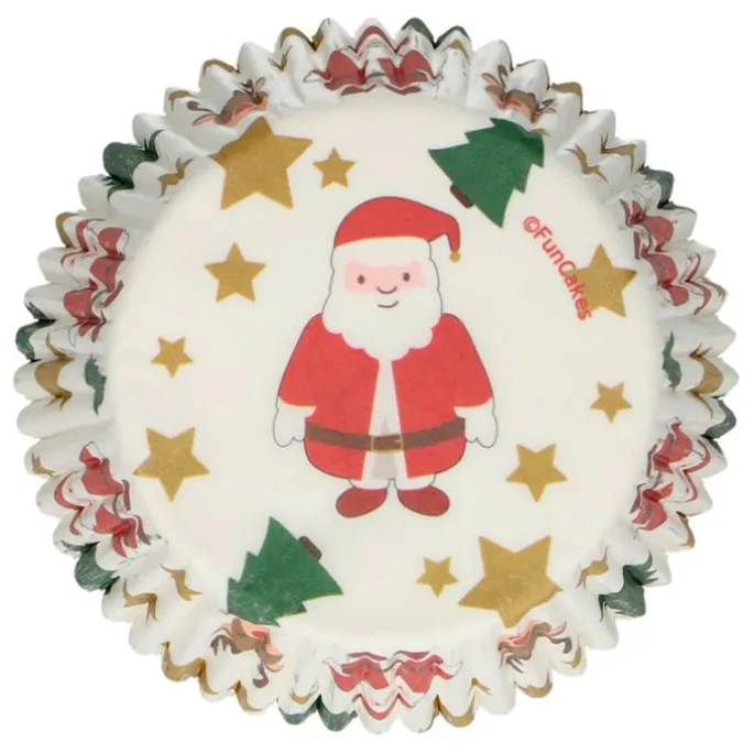 Cápsulas blancas Papá Noel, renos y estrellas Navidad (48) - Funcakes