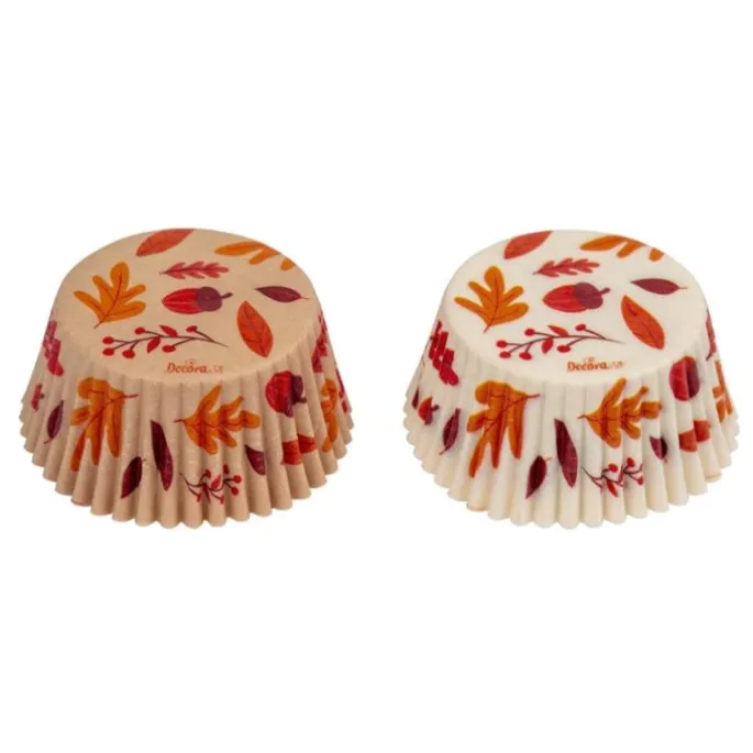 Cápsulas blancas y marrones hojas de otoño (36) - Decora