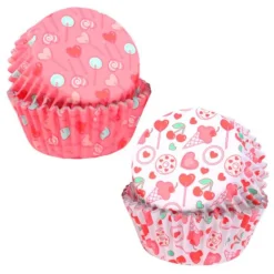 Cápsulas blancas y rosas con dulces y corazones (60) - PME