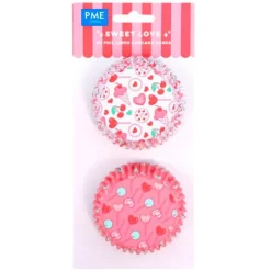 Cápsulas blancas y rosas con dulces y corazones (60) - PME