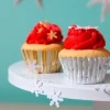 Cápsulas mini blancas doradas copos de nieve Navidad (60) - PME