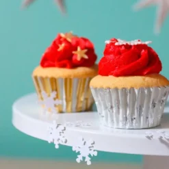 Cápsulas mini blancas doradas copos de nieve Navidad (60) - PME