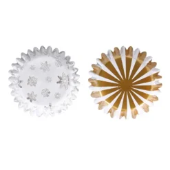 Cápsulas mini blancas doradas copos de nieve Navidad (60) - PME