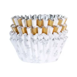 Cápsulas mini blancas doradas copos de nieve Navidad (60) - PME