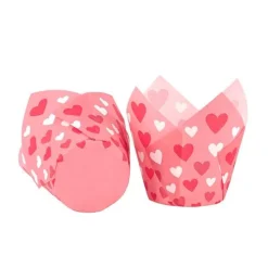 Cápsulas muffins rosas de corazones San Valentín (50) - Azucren
