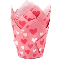 Cápsulas muffins rosas de corazones San Valentín (50) - Azucren