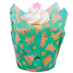 Cápsulas muffins verdes animales de Pascua (24) - PME