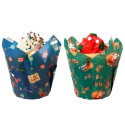 Cápsulas muffins verdes azules regalos Papá Noel Navidad (24) - PME