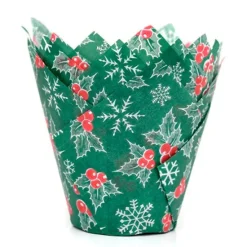 Cápsulas muffins verdes Holly Navidad (36) - House of Marie