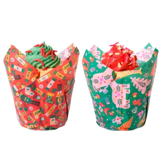 Cápsulas muffins verdes rojas cascanueces y árboles de Navidad (24) - PME
