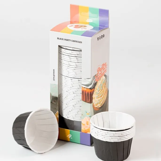 Cápsulas rígidas negras y blancas (50) - Pastry Colours