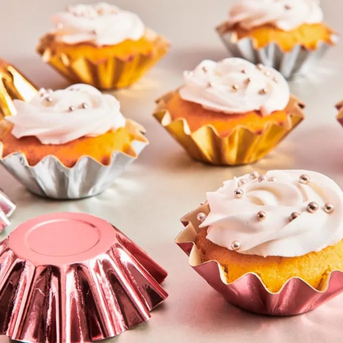 Cápsulas rígidas plateadas estrella (48) - Funcakes