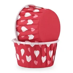 Cápsulas rígidas rojas con corazones San Valentín (50) - Azucren