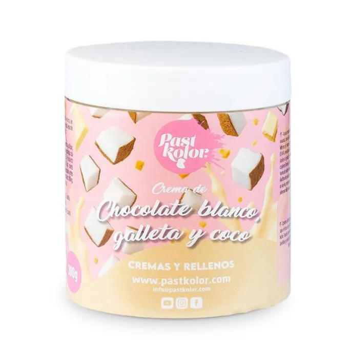 Crema de chocolate blanco, galleta y coco 300 g - Pastkolor