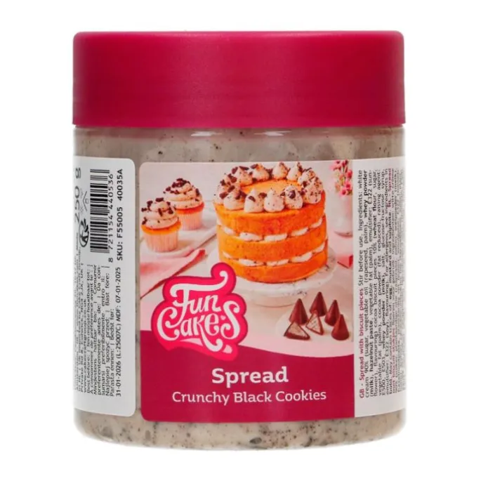 Crema de chocolate y galleta negra Spread Crunchy Black Cookies 250 g - Funcakes