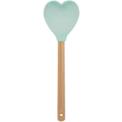 Cuchara de silicona y mango de madera corazón verde 29,5 cm - Miss Étoile