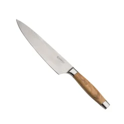 Cuchillo del Chef con mango de madera de olivo 20 cm - Acero damasco - Le Creuset + REGALO afilador