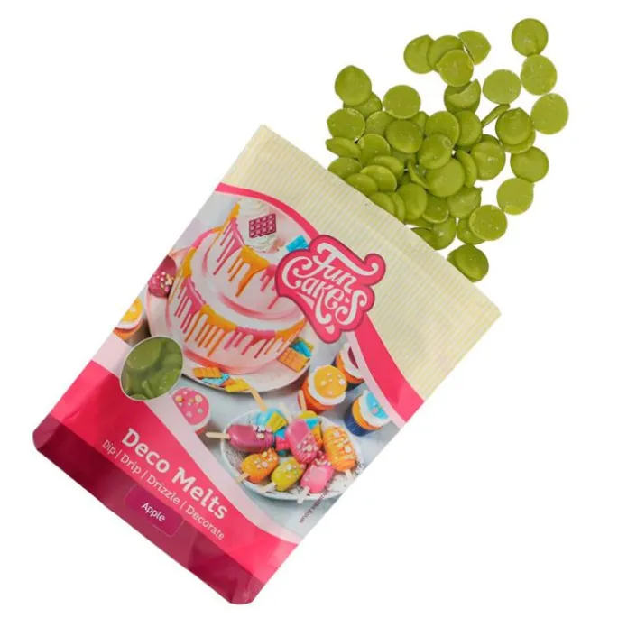 Deco Melts verdes sabor manzana 250 g - Funcakes