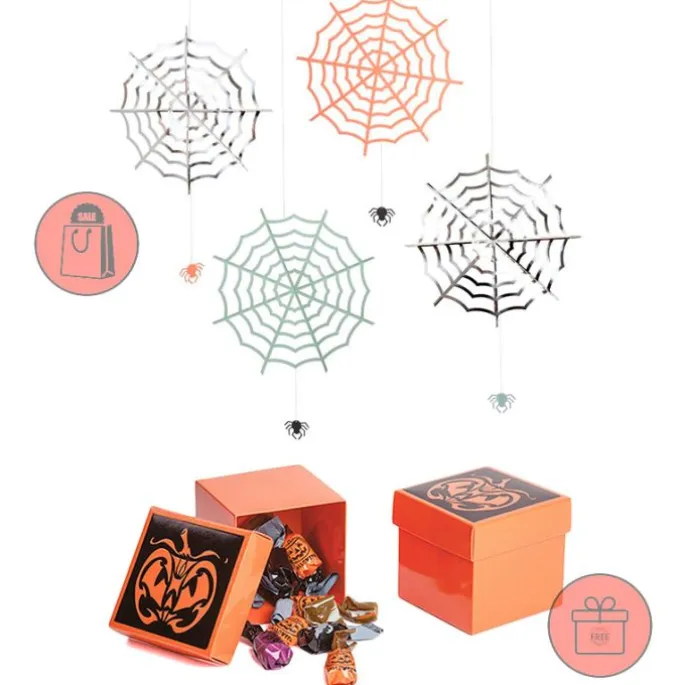 Decoraciones colgantes telas de araña 61 cm (4) - Meri Meri + REGALO caja